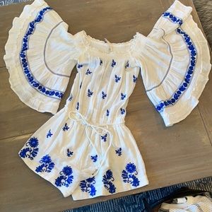 Women's Raga white and blue romper
